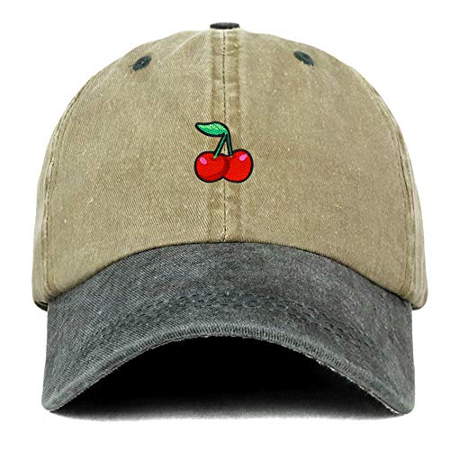 Trendy Apparel Shop Cherry Patch Pigment Dyed Washed Two Tone Baseball Cap