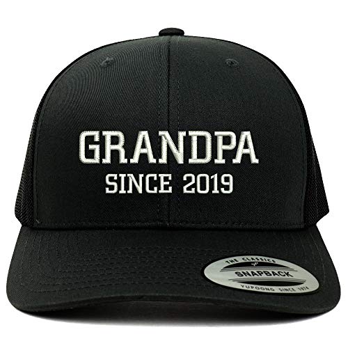 Trendy Apparel Shop Flexfit XXL Grandpa Since 2019 Embroidered Retro Trucker Mesh Cap