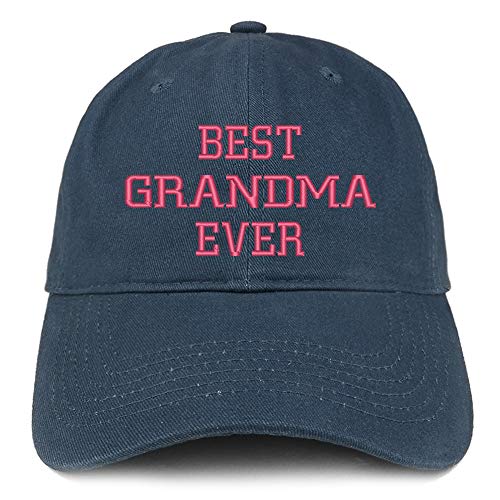 Trendy Apparel Shop Best Grandma Ever Pink Embroidered Soft Crown 100% Brushed Cotton Cap