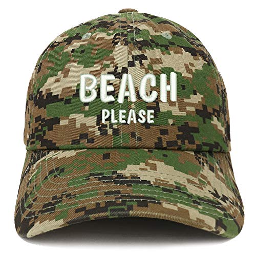Trendy Apparel Shop Beach Please Embroidered Soft Crown 100% Brushed Cotton Cap
