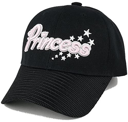 Trendy Apparel Shop Princess Text Kids Size Embroidered Adjustable Girl's Baseball Cap - Black