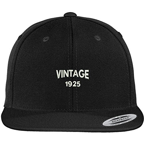 Trendy Apparel Shop Small Vintage 1925 Embroidered 94th Birthday Flat Bill Snapback Baseball Cap