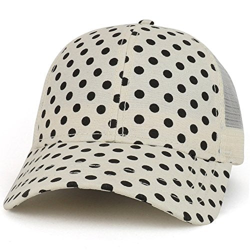 Trendy Apparel Shop Women's Polka Dots Printed Mesh Back Trucker Cap