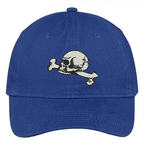 Trendy Apparel Shop Skull and Femur Embroidered Halloween Themed Cotton Baseball Cap