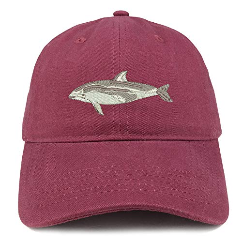 Trendy Apparel Shop Pacific White Dolphin Embroidered Brushed Cotton Cap