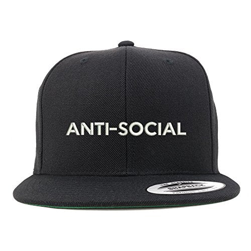 Trendy Apparel Shop Anti Social Embroidered Flat Bill Snapback Baseball Cap