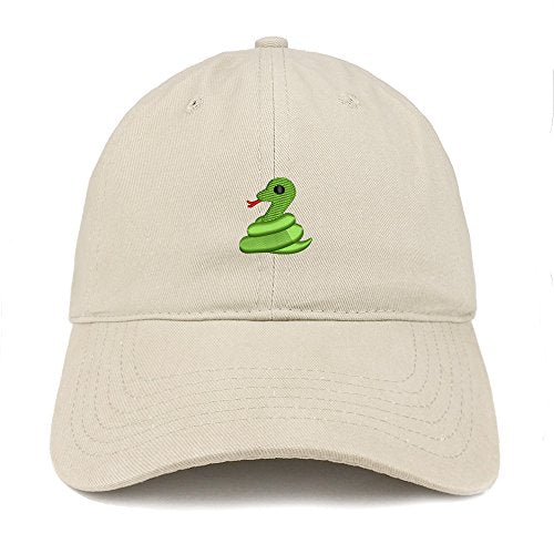 Trendy Apparel Shop Snake Emoticon Embroidered 100% Soft Brushed Cotton Low Profile Cap