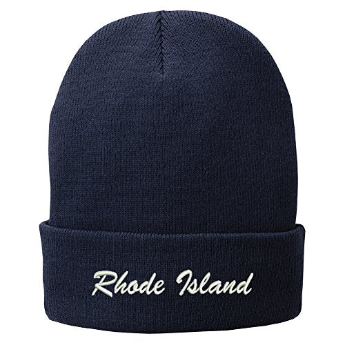 Trendy Apparel Shop Rhode Island Embroidered Winter Folded Long Beanie