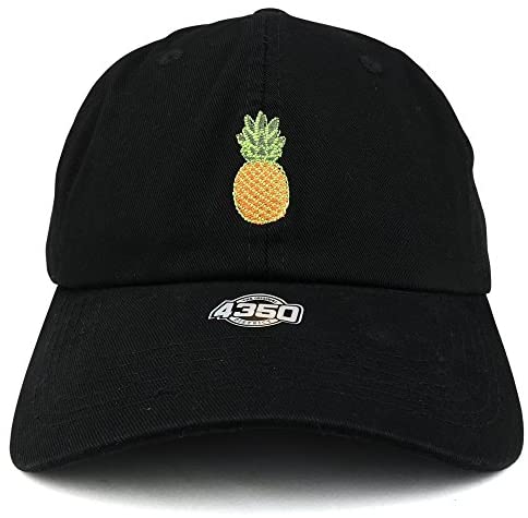 Trendy Apparel Shop Pineapple Fruit Embroidered Adjustable Cotton Baseball Cap
