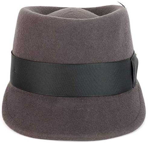 Trendy Apparel Shop Solid Color Feather Ribbon Grosgrain Band Wool Felt Bill Hat