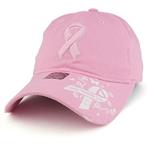 Trendy Apparel Shop Breast Cancer Pink Ribbon 3D Embroidered Cotton Adjustable Baseball Cap