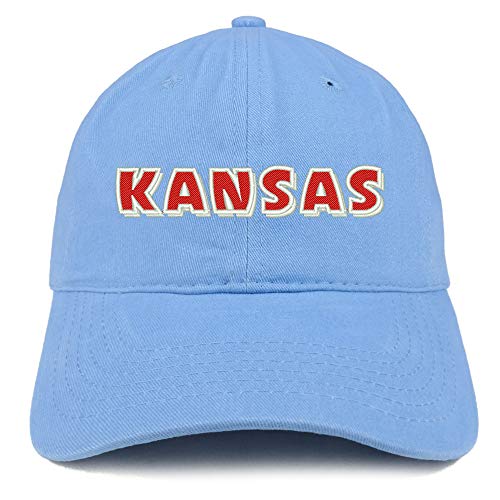 Trendy Apparel Shop Kansas Bold Text Embroidered Soft Crown 100% Brushed Cotton Cap