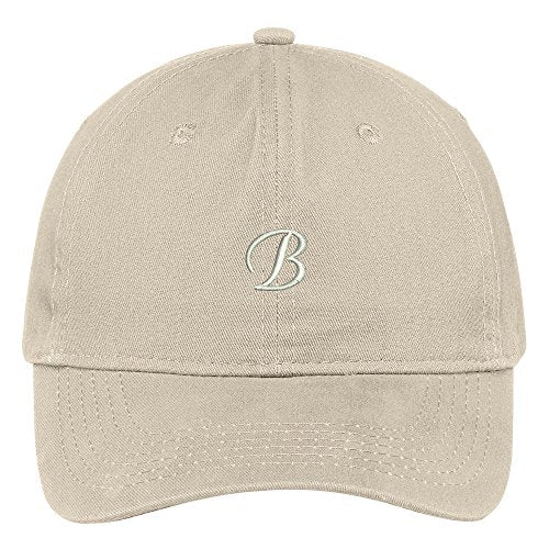Trendy Apparel Shop Letter B Small Script Font Embroidered Adjustable Cotton Cap