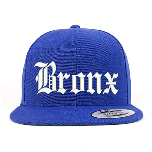 Trendy Apparel Shop Old English Font Bronx City Embroidered Flat Bill Cap
