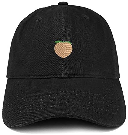 Trendy Apparel Shop Peach Emoticon Embroidered 100% Soft Brushed Cotton Low Profile Cap