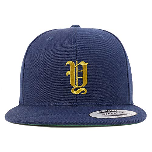 Trendy Apparel Shop Old English Gold Y Embroidered Snapback Flatbill Baseball Cap