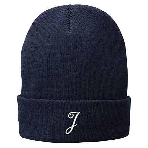 Trendy Apparel Shop Letter J Embroidered Winter Knitted Long Beanie