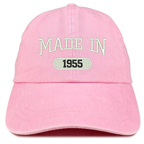 Trendy Apparel Shop Made in 1955 Embroidered 66th Birthday Washed Baseball Cap