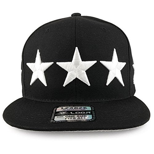 Trendy Apparel Shop 3D Stars Embroidered Structured High Profile Flatbill Snapback Cap