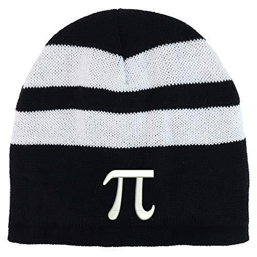 Trendy Apparel Shop Pi Math Symbol Fleece Lined Striped Short Beanie