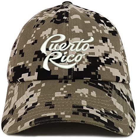 Trendy Apparel Shop Puerto Rico Script Embroidered Soft Crown 100% Brushed Cotton Cap