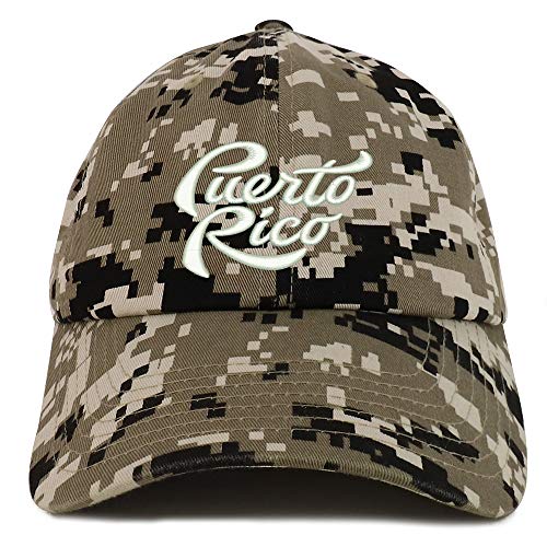 Trendy Apparel Shop Puerto Rico Script Embroidered Soft Crown 100% Brushed Cotton Cap