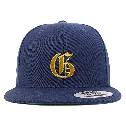 Trendy Apparel Shop Old English Gold G Embroidered Snapback Flatbill Baseball Cap