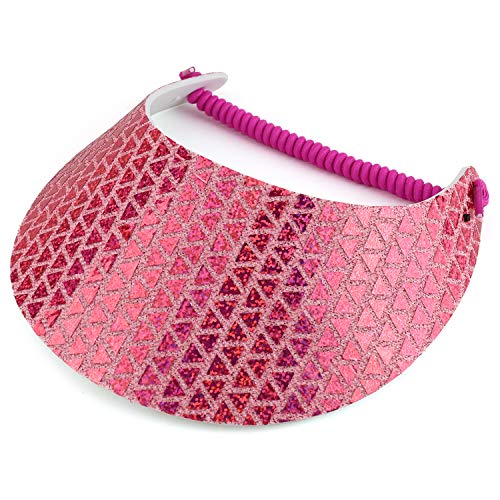 Trendy Apparel Shop Made in USA Shiny Glitter Summer String Elastic Foam Visors