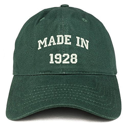 Trendy Apparel Shop Made in 1928 Text Embroidered 93rd Birthday Brushed Cotton Cap