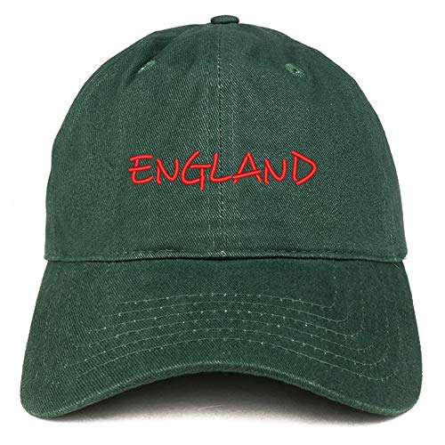 Trendy Apparel Shop England Text Embroidered Soft Crown 100% Brushed Cotton Cap