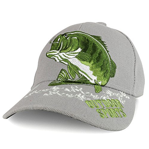 Trendy Apparel Shop Bass Fish Outdoor Sports Embroidered Adjustable Baseball Cap