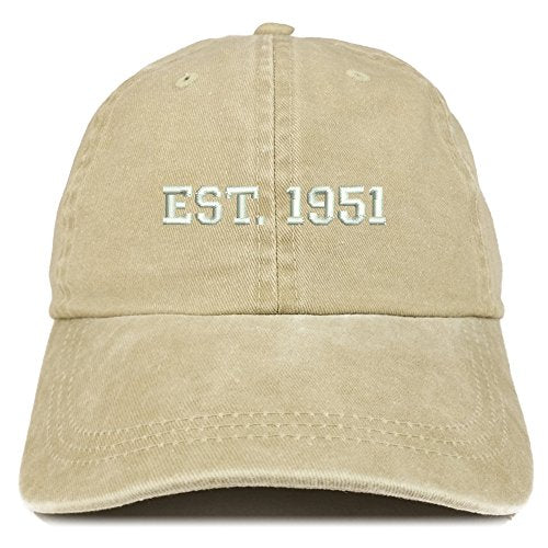 Trendy Apparel Shop EST 1951 Embroidered - 70th Birthday Gift Pigment Dyed Washed Cap