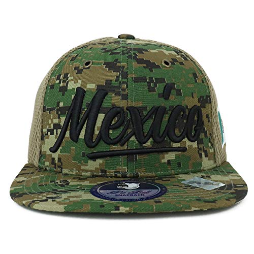 Trendy Apparel Shop 3D Mexico Embroidered Micromesh Flatbill Snapback Hat