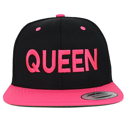 Trendy Apparel Shop Queen Embroidered Flat Bill 2-Tone Ball Cap