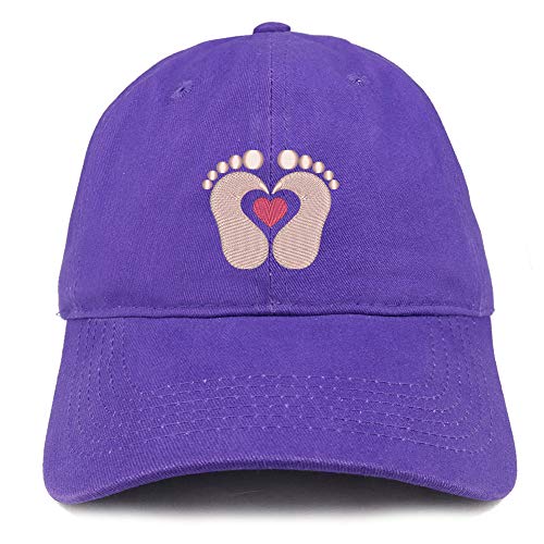 Trendy Apparel Shop Baby Feet Embroidered Brushed Cotton Cap