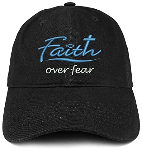 Trendy Apparel Shop Faith Over Fear Embroidered Brushed Cotton Dad Hat Ball Cap