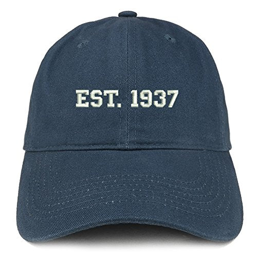 Trendy Apparel Shop EST 1937 Embroidered - 84th Birthday Gift Soft Cotton Baseball Cap