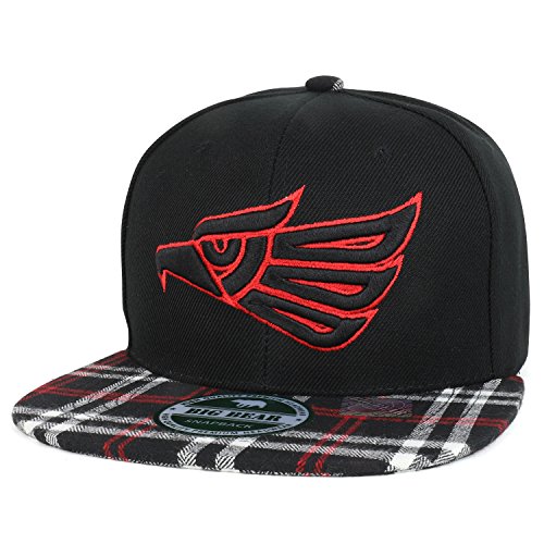 Trendy Apparel Shop Hecho En Mexico Eagle 3D Embroidered Check Plaid Snapback Cap