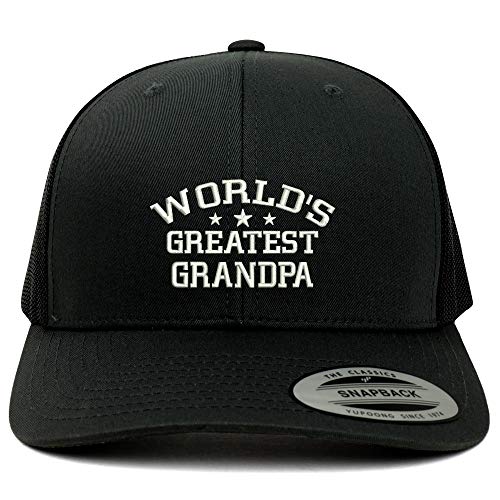 Trendy Apparel Shop Flexfit World's Greatest Grandpa Embroidered Retro Trucker Mesh Cap