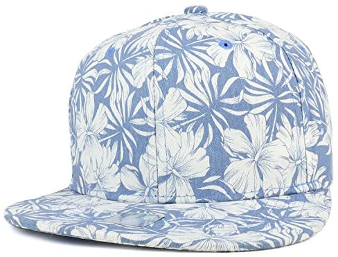Trendy Apparel Shop Tropical Flower Pattern Print Cotton Flatbill Snapback Cap