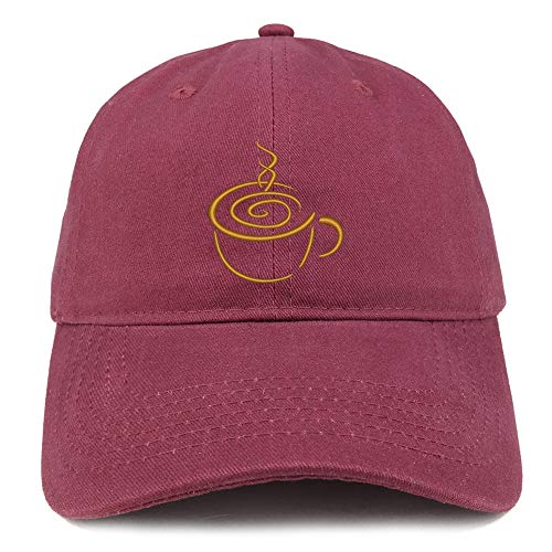 Trendy Apparel Shop Coffee Cup Embroidered Soft Crown 100% Brushed Cotton Cap