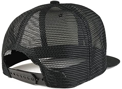 Trendy Apparel Shop Harry Platform Embroidered Cotton Flat Bill Mesh Back Trucker Cap