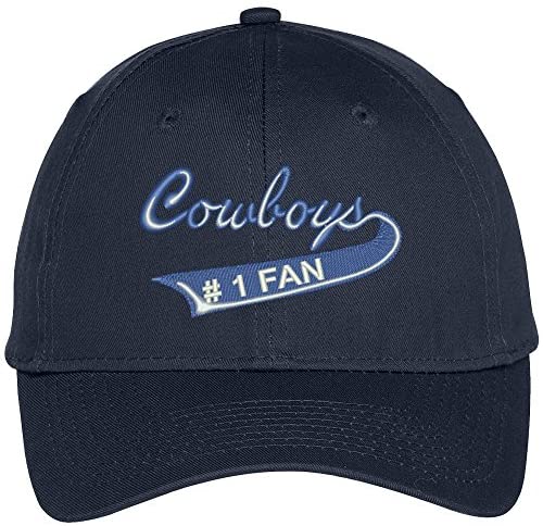 Trendy Apparel Shop Cowboys Number One Fan Embroidered Adjustable Baseball Cap - Navy