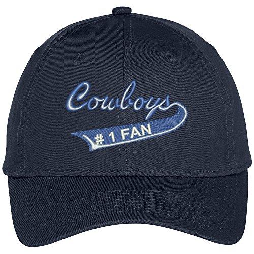 Trendy Apparel Shop Cowboys Number One Fan Embroidered Adjustable Baseball Cap - Navy