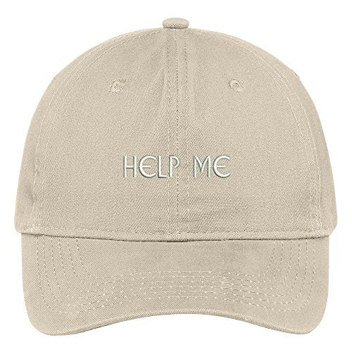 Trendy Apparel Shop Help Me Embroidered Soft Crown 100% Brushed Cotton Cap