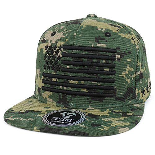 Trendy Apparel Shop USA Flag 3D Embroidered Structured Camouflage Snapback Cap