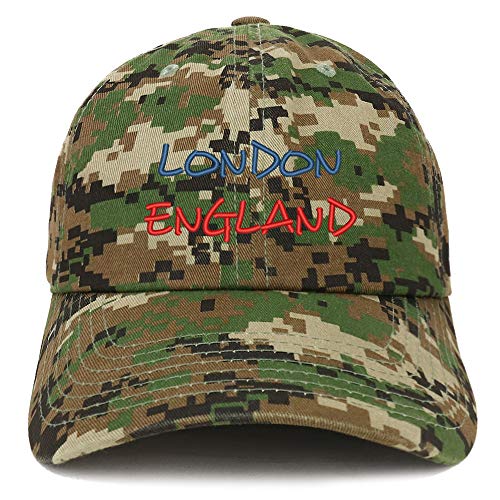 Trendy Apparel Shop London England Text Embroidered Soft Crown 100% Brushed Cotton Cap