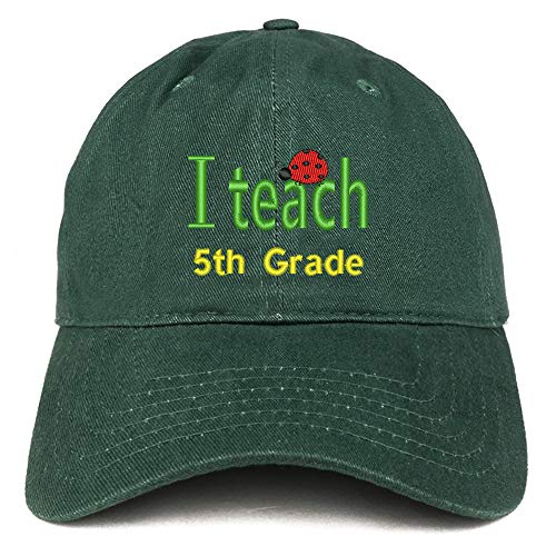 Trendy Apparel Shop I Teach 5th Grade Embroidered Soft Crown 100% Brushed Cotton Cap
