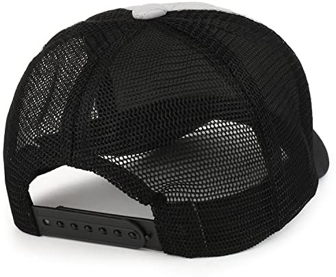 Trendy Apparel Shop Leather Quilted 5 Panel Foam Mesh Trucker Cap - Grey Black