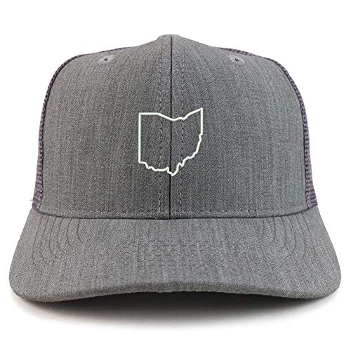 Trendy Apparel Shop Ohio State Outline Two Tone Mesh Back Trucker Baseball Cap